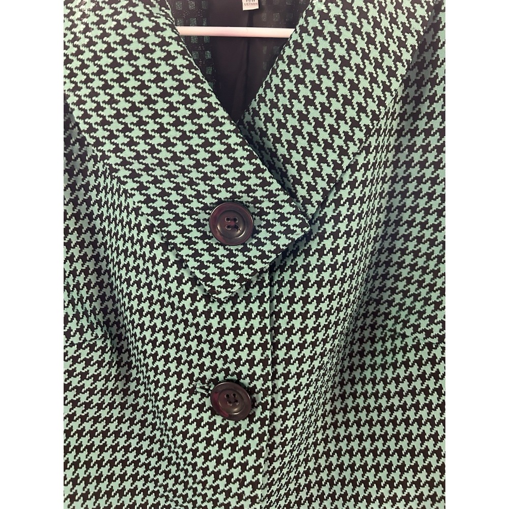 Emily Women's Sz 14W Green Houndstooth Three Button Jacket Shawl Collar Pockets - Picture 3 of 10